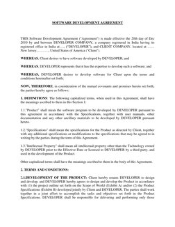 SOFTWARE DEVELOPMENT AGREEMENT 
 
THIS Software Development Agreement ("Agreement") is made effective the 20th day of Dec 
20