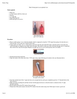 Main Vortrap parts in an exploded view
Tools required:
Hack saw
1 5/16" reamer, drill bit or hole saw
Flat ﬁle
1/2" pipe tap