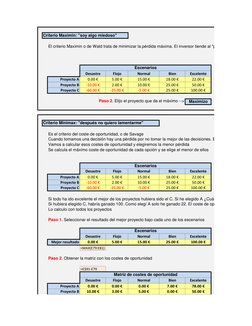 Criterio Maximin: "soy algo miedoso"
El criterio Maximin o de Wald trata de minimizar la pérdida máxima. El inversor tiende a