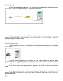 4- Cabos de vela
Os cabos são encarregados de transportar a alta tensão da bobina para a tampa do distribuidor e da tampa 
pa