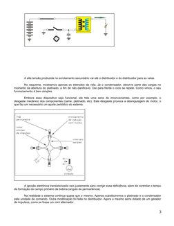 A alta tensão produzida no enrolamento secundário vai até o distribuidor e do distribuidor para as velas.
No esquema, mostr