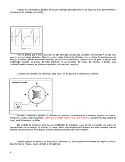 A figura ao lado mostra o gerador de impulsos formado pelo rotor emissor de impulsos, imas permanentes e 
enrolamento de indu