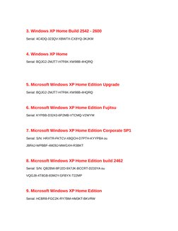 Xp Pro Serial Lista de Seriais do Windows XP | PDF | Windows XP | Microsoft Windows