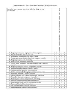 Counterproductive Work Behavior Checklist | PDF | Behavioural Sciences ...