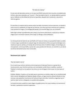 “El Llano en Llamas” 
Es una serie de diecisiete cuentos, en los que Juan Rulfo trata entre otros asuntos, el problema de 
la
