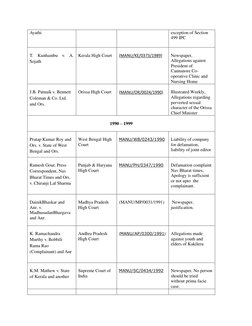 Ayathi  
 
exception of Section 
499 IPC 
 
T. Kunhambu v. A. 
Sojath  
 
 
Kerala High Court 
 
(MANU/KE/0373/1989) (javascr
