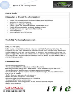 Oracle SCM Training Manual Overview | PDF | Supply Chain Management ...