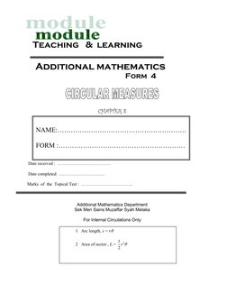 Teaching   &  learning  
                             
        Additional mathematics 
 
 
 
 
 
 
 
 
 Form  4 
 
 
 
C