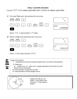 Using  A scientific Calculator 
 
 
 
 
  
 
 
Students will be able to: 
2. Understand and use the concept of length of ar