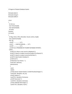 C Program of Student Database System | PDF | Computer Architecture ...
