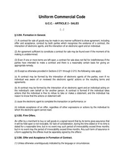 Uniform Commercial Code
U.C.C. - ARTICLE 2 - SALES
(…)
§ 2-204. Formation in General.
(1) A contract for sale of goods may be
