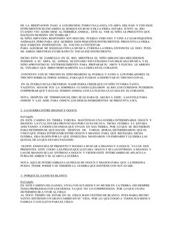 DE  LA  MEDITACION  PASO  A  LOS HECHOS; TOMO UNA LANZA, UN ARPA  DEL PAIS  Y CON ESOS 
INTRUMENTOS SE ENCAMINO AL BOSQUE
