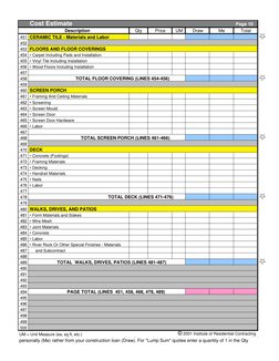 Page 10
Description
Qty
Price
UM
Draw
Me
Total
451 CERAMIC TILE - Materials and Labor
452
453
454 • Carpet Including Pads and