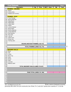 Page 4
Description
Qty
Price
UM
Draw
Me
Total
151
152 • Beams
153 • Ceiling Joists
154 • Headers and Trimmers
155
156
157 • T