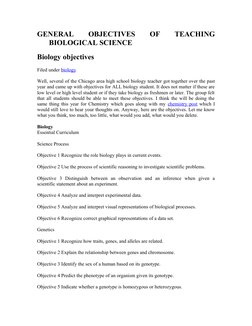 GENERAL
 
OBJECTIVES
 
OF
 
TEACHING 
BIOLOGICAL SCIENCE 
Biology objectives
Filed under biology  (http://sciteacher.edublogs