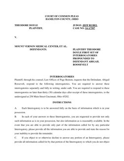 COURT OF COMMON PLEAS 
HAMILTON COUNTY, OHIO 
 
THEODORE DOYLE 
 
 
 
 
JUD