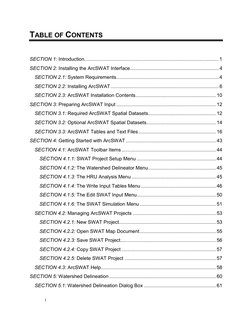 1 
TABLE OF CONTENTS 
 
SECTION 1: Introduction..............................................................................