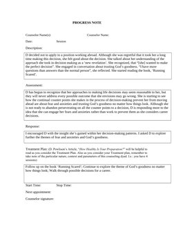 PROGRESS NOTE
Counselee Name(s):   
Counselor Name:  
Date:
Session 
Description:
D decided not to apply to a position workin