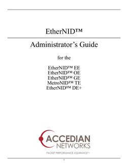 1
EtherNID™
Administrator’s Guide
for the
EtherNID™ EE
EtherNID™ OE
EtherNID™ GE
MetroNID™ TE
EtherNID™ DE+
