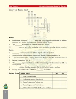 1
QWV
2
Real Numbers
Formative Assessment Manual for Teachers
Crossword Puzzle Sheet
1
2
3
4
5
6
7
8
9
10
Across

)XQGDPHQW