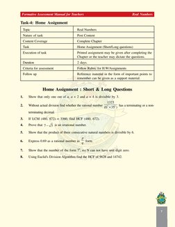 1
 7RILQGWKHFRQGLWLRQRQUDWLRQDOQXPEHUVWRKDYHWHUPLQDWLQJGHFLPDOH[SDQVLRQ
Suggested Formative Assessment tasks
Tas