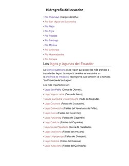 Hidrografía del ecuador 
 
 
• Río Putumayo  (http://www.eruditos.net/mediawiki/index.php?title=R%C3%ADo_Putumayo)(margen der