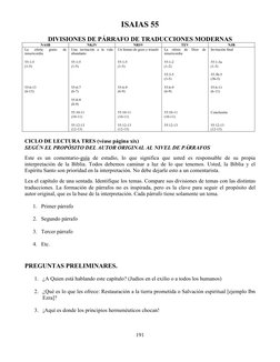 191 
 
ISAIAS 55 
 
DIVISIONES DE PÁRRAFO DE TRADUCCIONES MODERNAS 
NASB 
NKJV 
NRSV 
TEV 
NJB 
La 
oferta 
gratis 
de 
mis