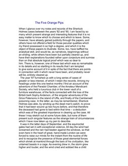 The Five Orange Pips
When I glance over my notes and records of the Sherlock
Holmes cases between the yea