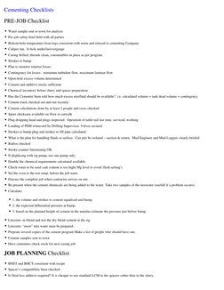 Cementing Checklists (http://www.wipertrip.com/best-practices-and-checklists/miscellaneous/263-cementing-checklists.html)
PRE