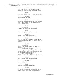ANNIE
You guys were just complaining 
about us having too many parties.
JEFF
Too many lame ones.  This is real.
SHIRLEY
What