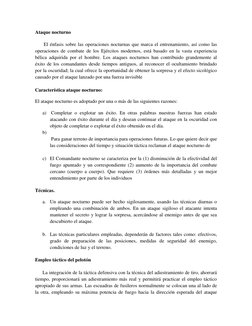 Ataque nocturno 
 
       El énfasis sobre las operaciones nocturnas que marca el entrenamiento, así como las 
operaciones de