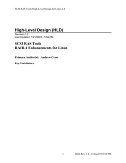SCSI RAS Tools High-Level Design for Linux 2.4 
 
i 
HLD Rev. 1.2 - 21/Jan/03 03:56 PM 
 
 
 
High-Level Design (HLD) 
Revisi