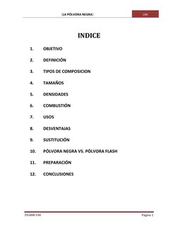 [LA PÓLVORA NEGRA] 
UNI 
 
FIGMM-UNI 
Página 1 
 
 
INDICE 
1. 
OBJETIVO 
2. 
DEFINICIÓN 
3. 
TIPOS DE COMPOSICION 
4. 
TAMAÑ