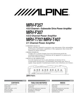 Alpine MRV-T707 Owner's Manual | PDF | Amplifier | Electronic