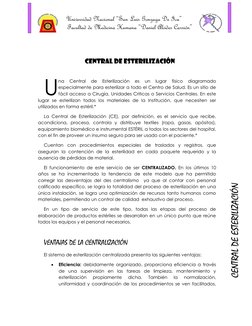 Universidad Nacional “San Luis Gonzaga De Ica” 
Facultad de Medicina Humana “Daniel Alcides Carrión” 
 
CENTRAL DE ESTERILI