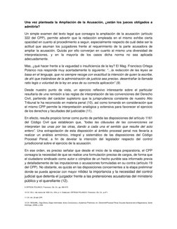 Una vez planteada la Ampliación de la Acusación, ¿están los jueces obligados a 
admitirla? 
Un simple examen del texto legal