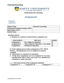 Financial Accounting 
Copyright@Amity University