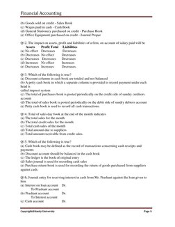Financial Accounting 
 
Copyright@Amity University 
Page 6 
 
(b) Goods sold on credit - Sales Book 
(c) Wages paid in cash -