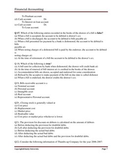 Financial Accounting 
 
Copyright@Amity University 
Page 7 
 
To Prashant account 
(d) Cash account  
 
Dr. 
To Interest on l