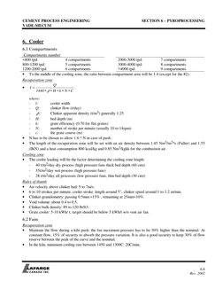 CEMENT PROCESS ENGINEERING
SECTION 6 – PYROPROCESSING
VADE-MECUM
6.8
Rev. 2002
6. Cooler
6.1 Compartments
Compartments number