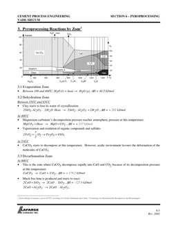 CEMENT PROCESS ENGINEERING
SECTION 6 – PYROPROCESSING
VADE-MECUM
6.3
Rev. 2002
3. Pyroprocessing Reactions by Zone1
100
80
60