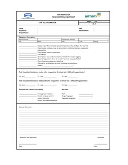 Client        
:
Date                   
:
Project no.        
:
Subcontractor    
:
Project Name            
:
Equipment Des