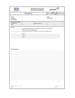 Client        
:
Date                   
:
Project no.        
:
Subcontractor    
:
Project Name            
:
Equipment Des