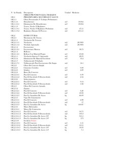 N ° de Partida 
Descripción
Unidad
Medición
OE.1
OBRAS PROVISIONALES, TRABAJOS 
PRELIMINARES, SEGURIDAD Y SALUD
OE.1.1
Obras