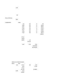 1.42
40
Esto es Estrivos
56.8
Longitudinal
Long.
2.6
0.4
6
18
4.09
0.4
6
26.94
6.01
0.4
6
38.46
5.92
0.4
6
37.92
8.57
0.4
6
5