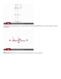 (6) Desde punto H3 verticalmente subirr 1 cm, poner punto F1 - conecta los puntos E2, F1, E3 - Linea de corte  de bajos