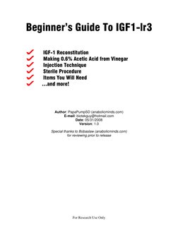 how to mix igf 1 lr3 IGF-1 LR3 Injection and Reconstitution Guide | PDF | Injection (Medicine)