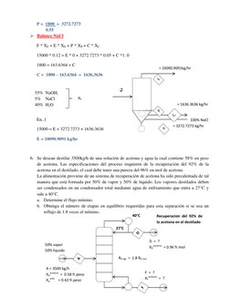 P =  1800  =  3272.7273 
        0.55 
 Balance NaCl 
F * XF = E * XE + P * XP + C * XC 
15000 * 0.12 = E * 0 + 3272.7273 *