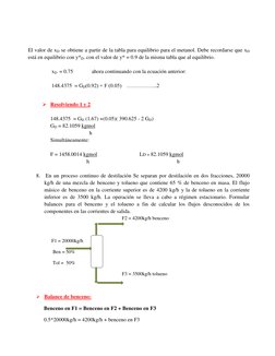 El valor de xD se obtiene a partir de la tabla para equilibrio para el metanol. Debe recordarse que xD 
está en equilib
