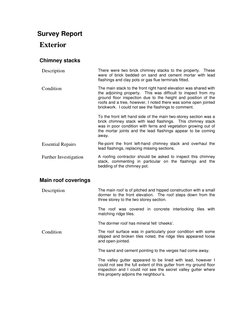 Survey Report 
Exterior 
 
Chimney stacks 
 
Description 
There were two brick chimney stacks to the property.  These 
were o